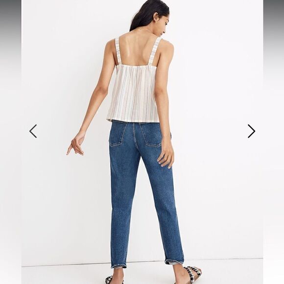 Madewell Button-Front Cami Tank in Textural Rainbow Stripe - Picture 3 of 10